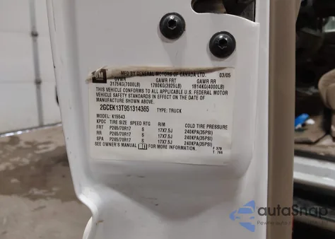 2005 Chevrolet Silverado 1500 Z71 z USA, uszkodzony, nr VIN 2GCEK13T951314365